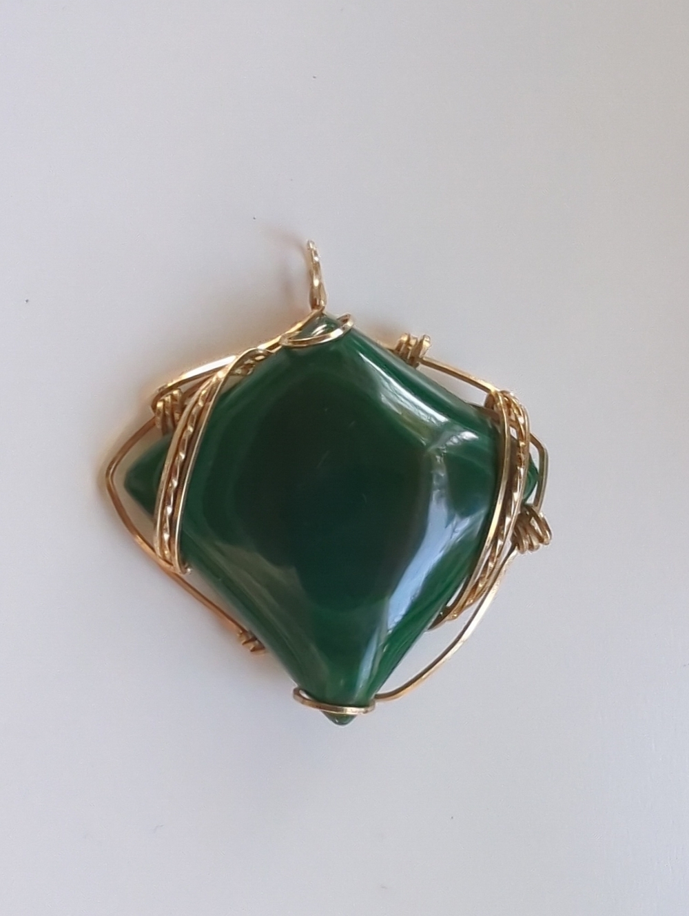 Malachite Gold-Filled Wire Wrap Pendant